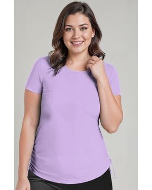 Calypsa Plus Size Short Sleeve Adele Swim Top - Purple