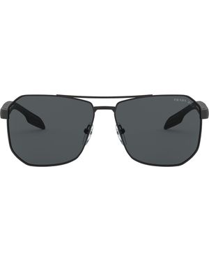 Prada Linea Rossa 62Mm Oversize Rectangular Sunglasses - Black