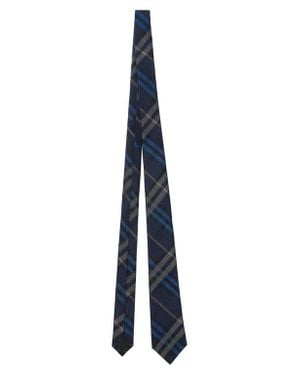 Burberry Check Silk Tie - Blue