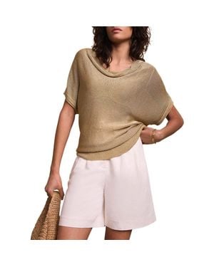 Mint Velvet Metallic Knit Top - Brown