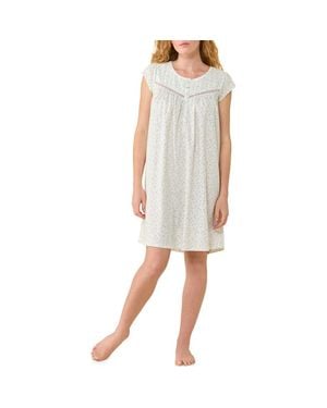 Eileen West Floral Cotton Short Nightgown - Gray