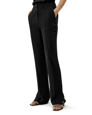 LILYSILK Silk Straight Leg Pants With Side Slit - Black