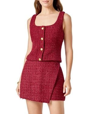 Endless Rose Tweed Button Front Top - Red