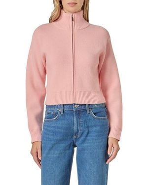 English Factory Knit Crop Zip Jacket - Blue
