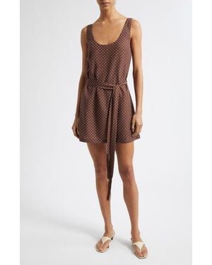 Posse Evie Polka Dot Cowl Back Sheath Minidress - Brown