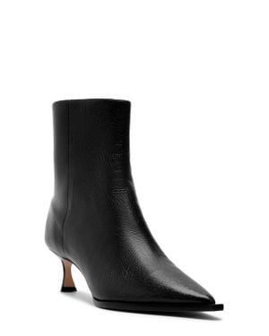 Alexandre Birman Myra Pointed Toe Kitten Heel Bootie - Black