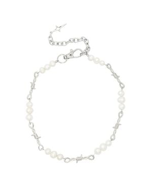 Velvet Luna Freshwater Pearl Wire Choker - White