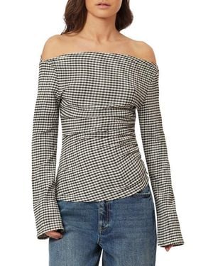Scotch & Soda Gingham Seersucker Top - Gray