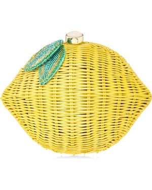 Judith Leiber Lemon Wicker Basket Clutch - Yellow