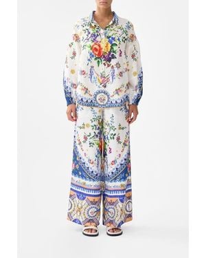 CAMILLA Balloon Sleeve Blouse Tiles Darls - White