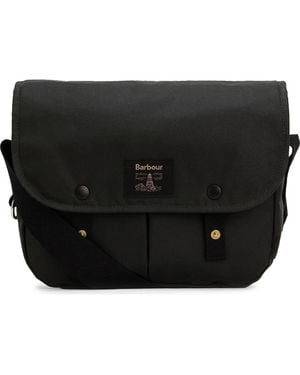 Barbour Field Riever Wax Cotton Crossbody Bag - Black