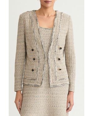 Ming Wang X Tanya Foster Shimmer Tweed Knit Jacket - Natural