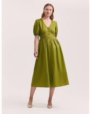 Finery London Addison Cotton Midi Tea Dress - Green