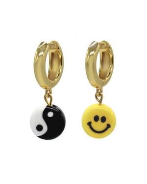 Velvet Luna Ceramic Yin Yang And Smile Earrings - Metallic