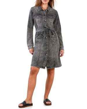 Wash Lab Denim Eleanor Belted Denim Shirtdress - Gray
