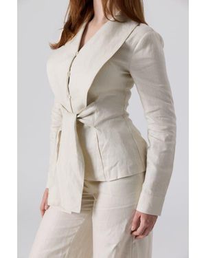Le Fafo Linen Waist Tie Shirt - Natural