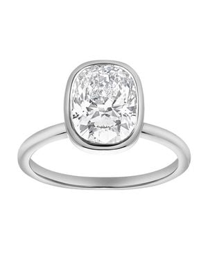 LuvMyJewelry Novae 2.5Ct Cushion Cut Bezel Lab Diamond Engagement Ring 14K - Metallic