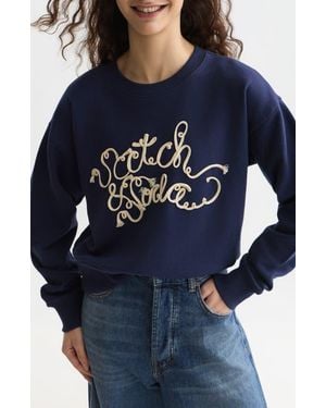 Scotch & Soda Ribbon Embroidered Logo Sweatshirt - Blue