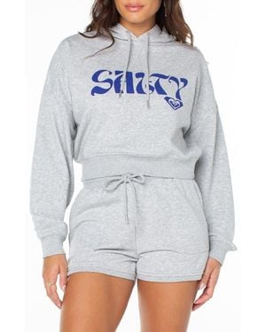 Roxy Breakwater Crop Graphic Hoodie - Gray