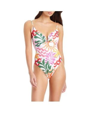 Sanctuary Open Back Lace-Up One-Piece Swimsuit - Multicolor