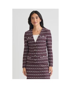 Ming Wang Tailored Multi-Stitch Jacquard Knit Jacket - Purple