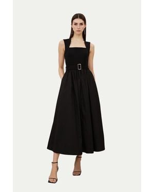 Karen Millen Square Neck Belted Maxi Dress - Black