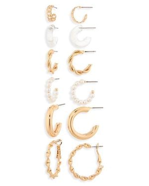 BP. Pack Of 6 Assorted Hoop Earrings - Metallic