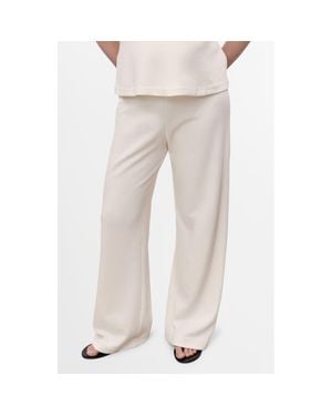 Mango Cotton Blend Wide Leg Maternity Pants - Natural