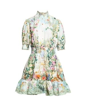 CAMILLA Shirred Organic Cotton Minidress - Green
