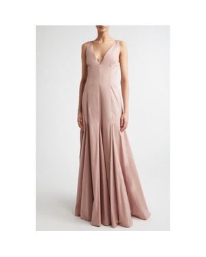 BERNADETTE Aurelia V-Neck Stretch Mermaid Gown - Pink