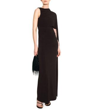 Mango Asymmetric Cape Maxi Dress - Black