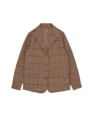 Fortela Scotland Classic Check Wool Jacket - Brown