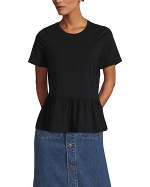 Lands' End Short Sleeve Lightweight Jersey Crew Neck Peplum Tee - Black