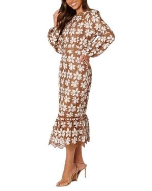 Petal & Pup Pierre Floral Long Sleeve Lace Midi Dress - Multicolor