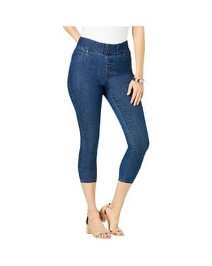 Jessica London Comfort Waist Stretch Denim Capris - Blue
