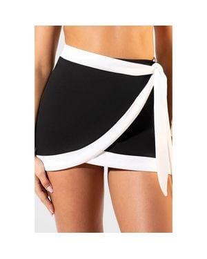 TA3 Faux Wrap Mini Cover-Up Skirt - Black