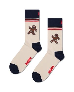 Happy Socks Happy Gingerbread Cotton Blend Crew Socks - Blue