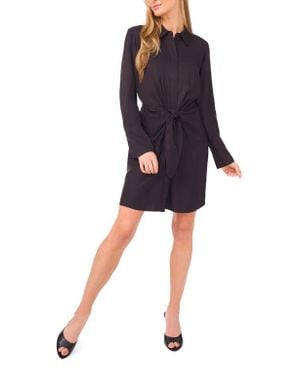 Ted Baker Tie Front Long Sleeve Mini Shirtdress - Black