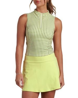 La Blanca Checkpoint Sleeveless Half Zip Golf Top - Green