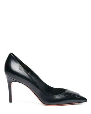 Santoni High-Heel Patent Leather Pumps - Black