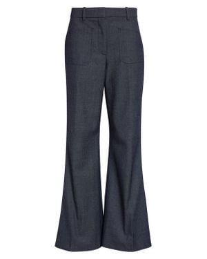 Reiss Uma Wool Blend Patch Pocket Flare Leg Pants - Blue