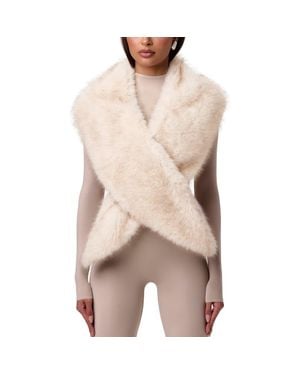 Naked Wardrobe Faux Fur Scarf - Natural