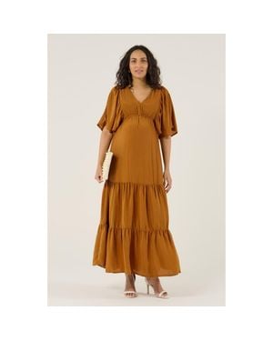 ikea hemnes dresser medium brown Brown Lace Overlay Fitted Maternity Maxi Dress