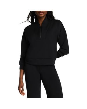 Spanx Airessentials Shawl Collar Quarter Zip Sweatshirt - Black