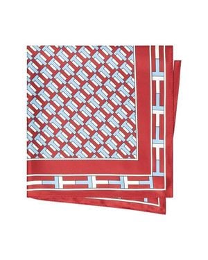 Tory Burch Logo Print Silk Neckerchief - Red