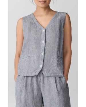 Eileen Fisher Tie Back Organic Linen Vest - Gray
