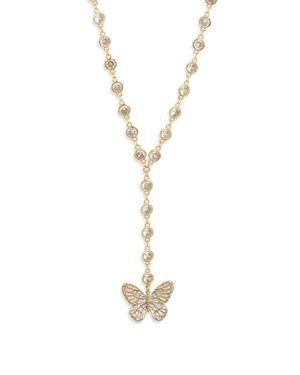 VIDAKUSH Duotone Butterfly Pendant Y Necklace - Metallic