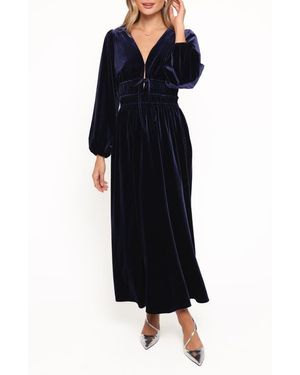 Petal & Pup Cece Long Sleeve Velvet Maxi Dress - Blue