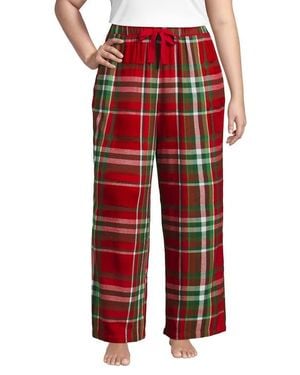 Lands' End Print Flannel Pajama Pants - Red