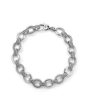 Lagos Signature Caviar Sterling Fluted Oval Link Bracelet - Metallic